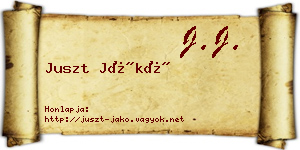 Juszt Jákó névjegykártya